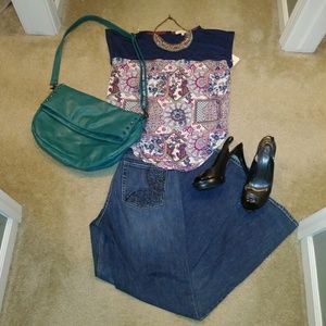 NWT Rewind Paisley Geo Boho Sleeveless Shirt
